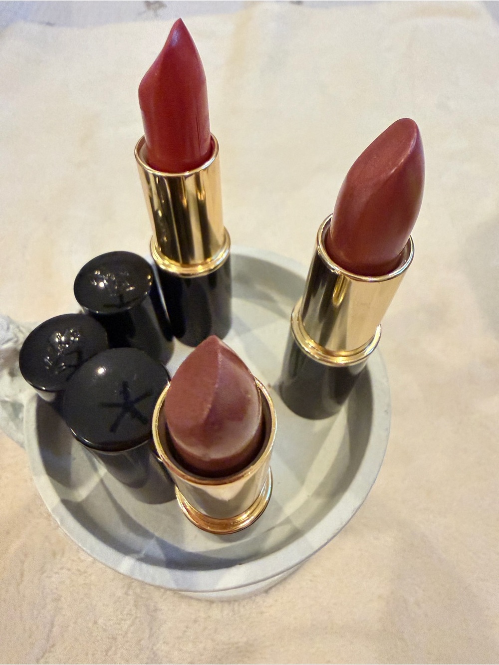 Elizabeth Arden and Lancôme trio of  Classic Neutral Lipstick Trio full size